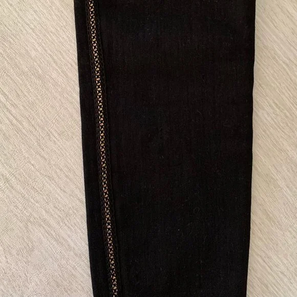 New HUDSON Luna Super Skinny jeans w/gold chainlink trim - Picture 6 of 7